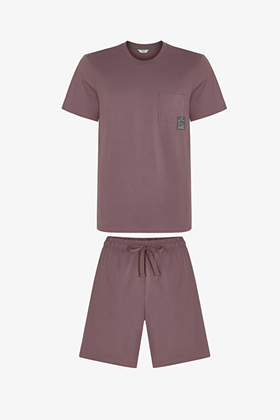 Brown Woodland Earth Men's Pajama Set with Shorts - 1