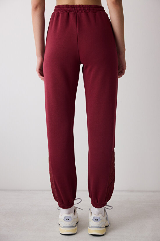 Bordo Yüksek Bel Kapitone Detay Perla Eşofman Altı - Saude Koleksiyonu  - 6