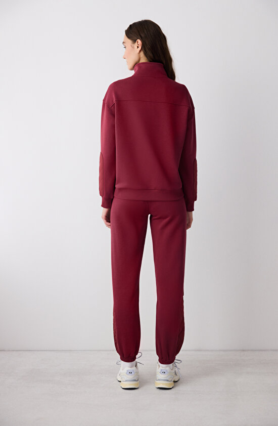 Bordo Yüksek Bel Kapitone Detay Perla Eşofman Altı - Saude Koleksiyonu  - 7