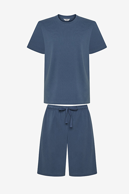 Basic Stone Şortlu Pijama Takımı - 6