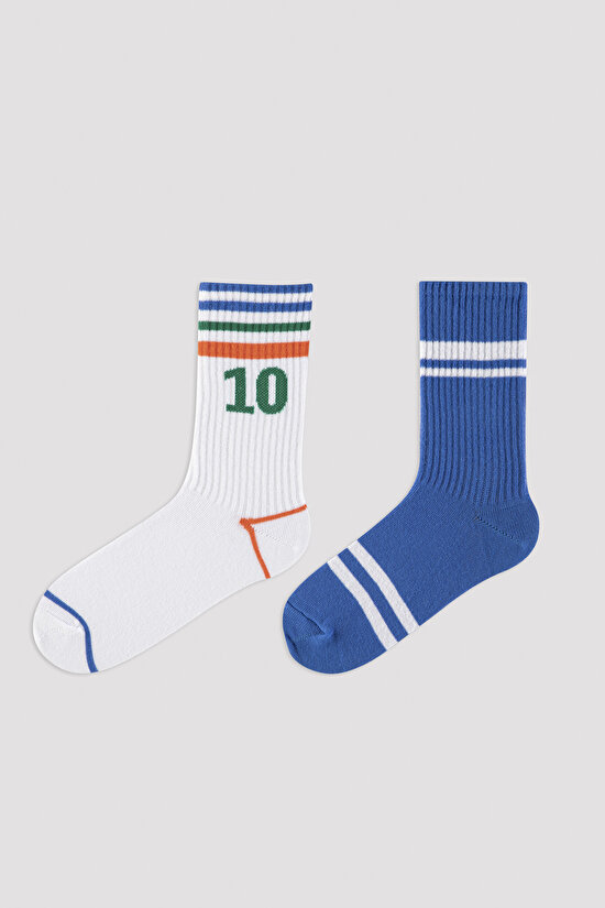 Mavi Erkek Çocuk Spor 2li Soket Çorap - 1