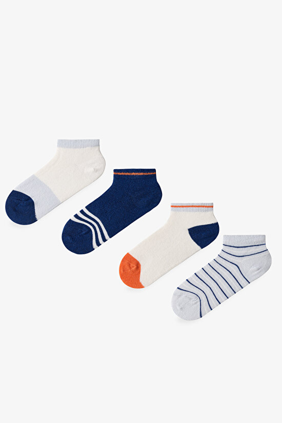 Renkli Erkek Çocuk Stripe Sky 4'lü Patik Çorap - 1