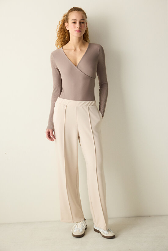 Antrasit Yaka Detay Uzun Kollu Bodysuit - 5