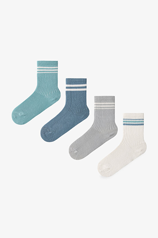 Mavi Erkek Çocuk Zen Stripes 4'lü Soket Çorap - 1