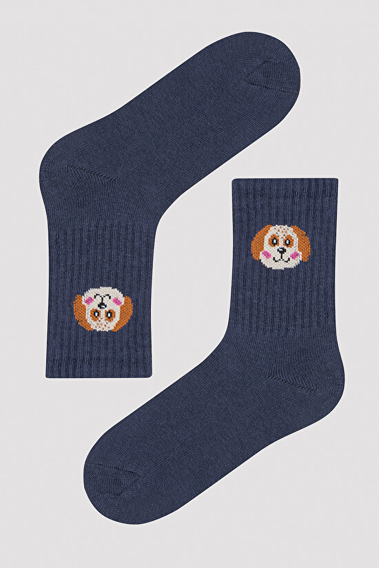 Erkek Çocuk Cute Animals Nervürlü 3lü Çok Renkli Soket Çorap - 2