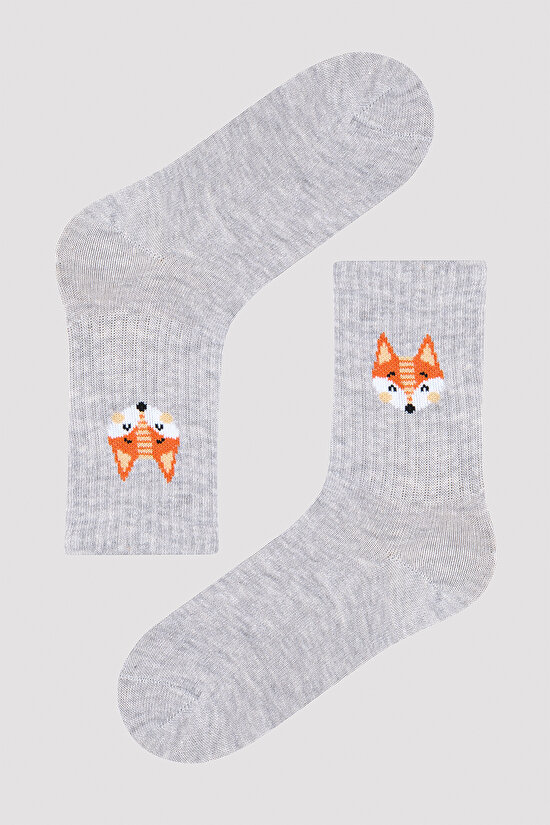 Erkek Çocuk Cute Animals Nervürlü 3lü Çok Renkli Soket Çorap - 4