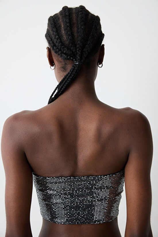 Gümüş Rengi Straplez Üst - 7