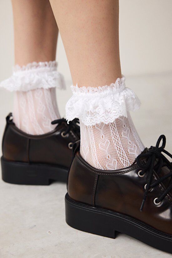 Sweet Heart File White Socket Socks - 4