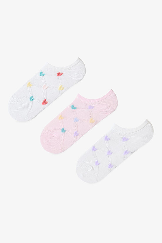 Multicolor Girls Vibrant Hearts 3in1 Liner Socks - 1