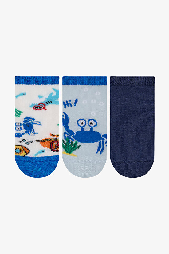 Boys Fun Sea Multi Colour 3in1 Liner Socks - 1