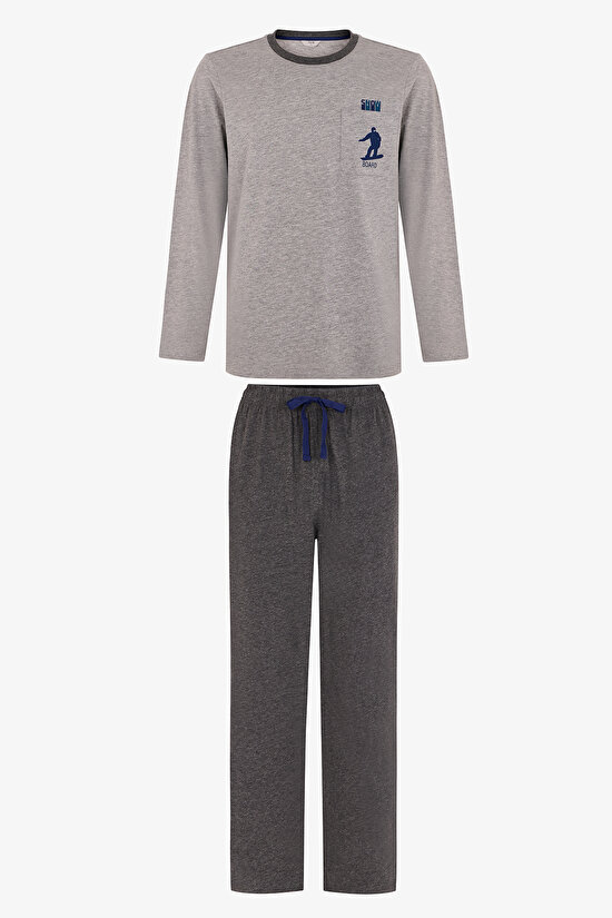 Erkek Snow Glide Pantolon Uzun Kollu Pijama Takımı - 1