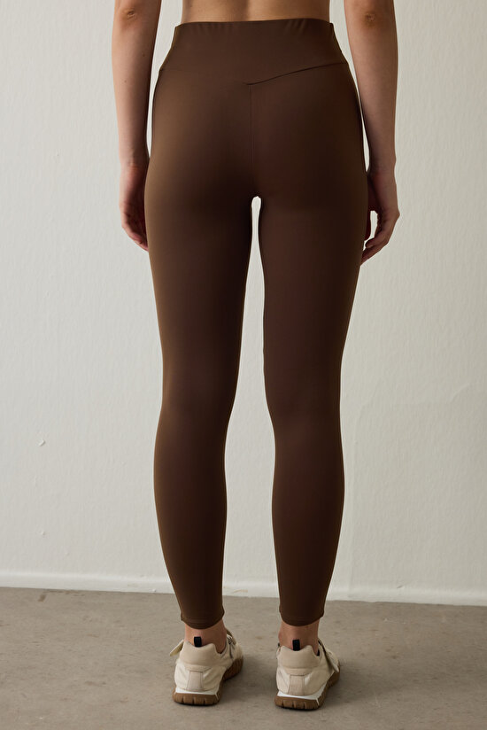 Brown Warm High Waist Leggings - 3