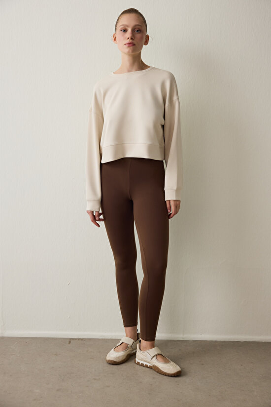 Brown Warm High Waist Leggings - 4