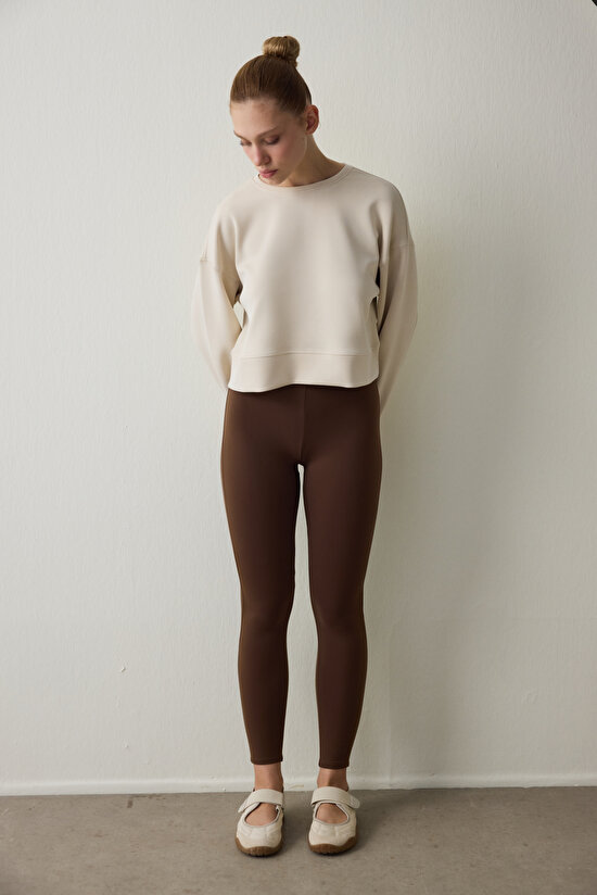 Brown Warm High Waist Leggings - 5