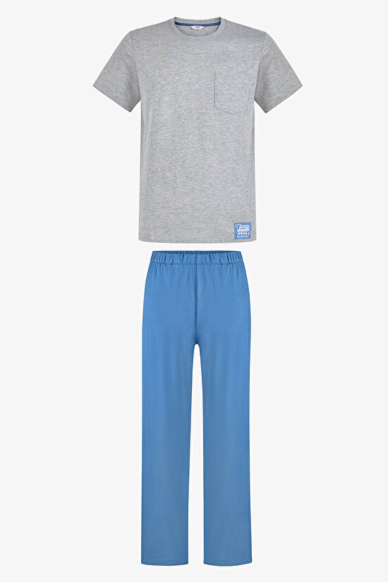 Erkek Renkli Stone Calm Pijama Takımı - 1