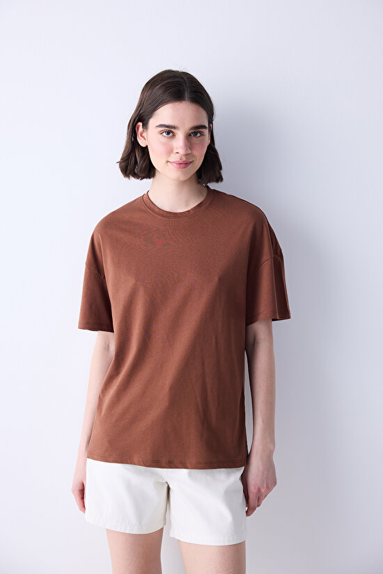 Oversize Kahverengi Tişört - 3