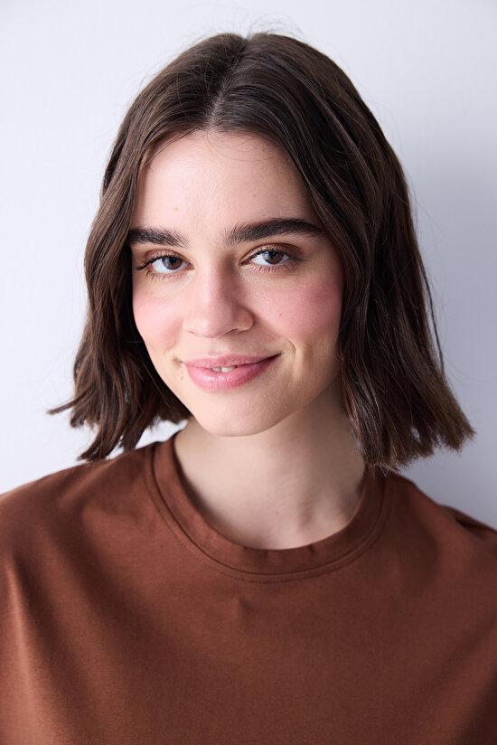 Oversize Kahverengi Tişört - 6