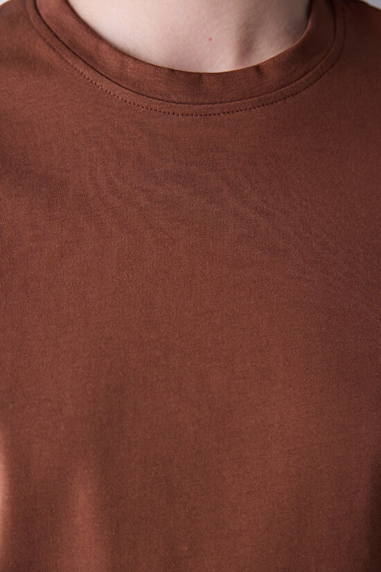Oversize Kahverengi Tişört - 7