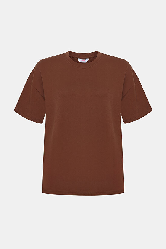 Oversize Kahverengi Tişört - 9