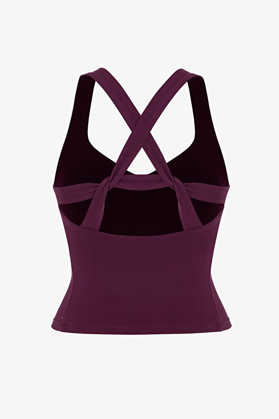 Burgundy Twisted Back Blouse - 2