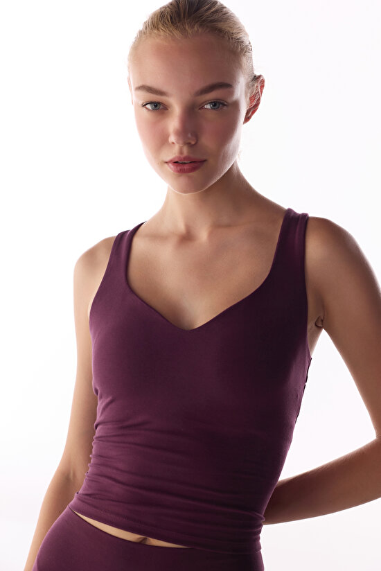 Burgundy Twisted Back Blouse - 3