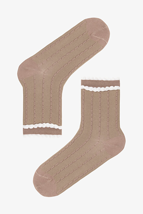2 Çift Pamuklu Fırfırlı Soıket Çorap - 3
