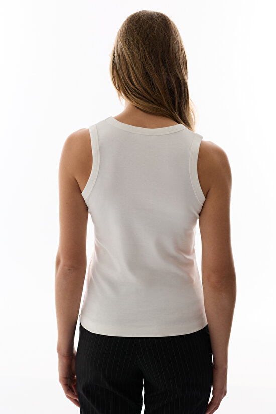 Off White Premium V Neck Top - 6