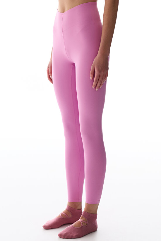 Pembe Stretch360 Orta Destek V Kesim Yüksek Bel Tayt - 1