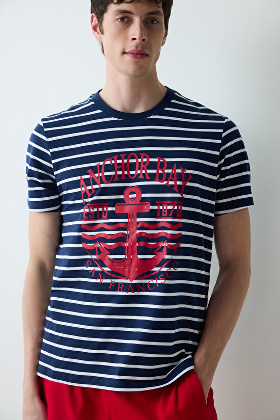 Stripe Anchor Çok Renkli Şortlu Pijama Takımı - 4