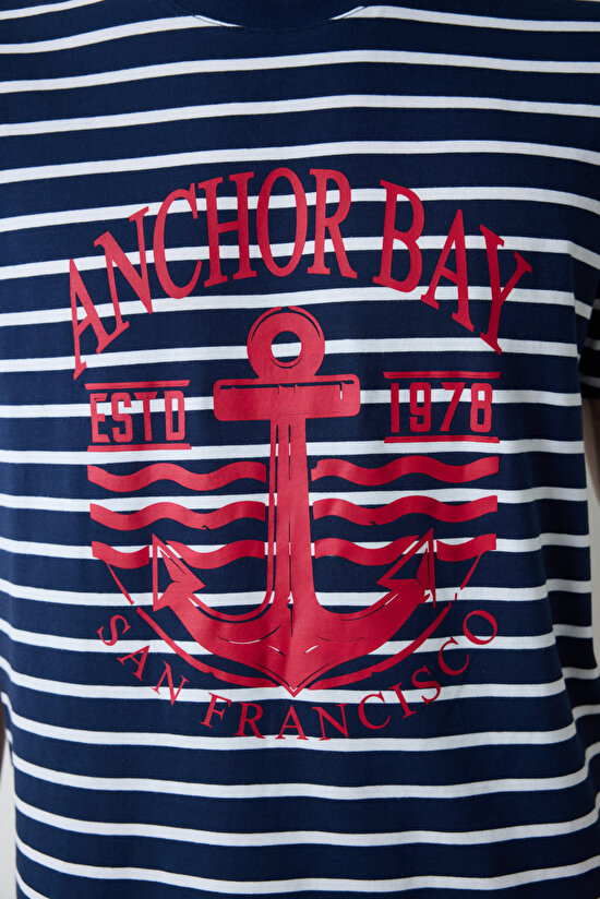 Stripe Anchor Çok Renkli Şortlu Pijama Takımı - 5