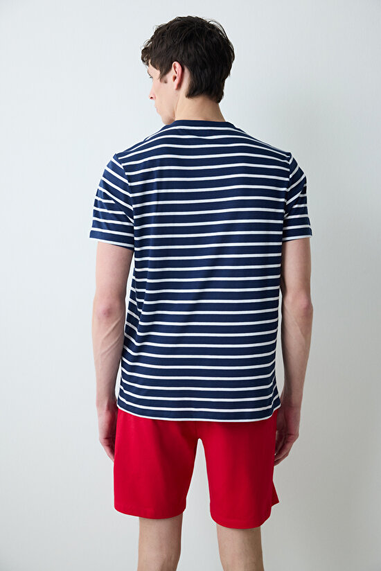 Stripe Anchor Çok Renkli Şortlu Pijama Takımı - 7