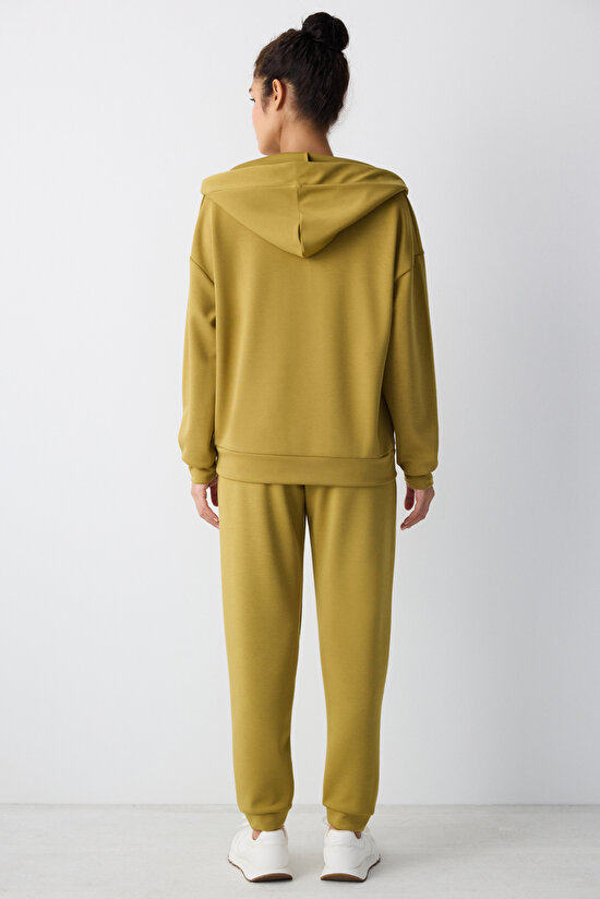 Hardal Renk V Yaka Kapüşonlu Silky Touch Sweatshirt Hardal Renk V Yaka Kapüşonlu Silky Touch Sweatshirt - 7