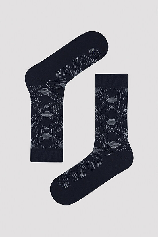 Erkek Square Siyah Gri 3lü Soket Çorap - 3