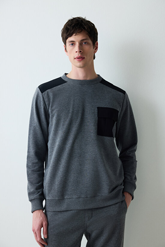 Man Timeless Anthracite Mélange Sweatshirt - 3