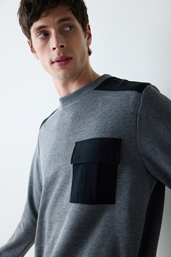 Man Timeless Anthracite Mélange Sweatshirt - 4