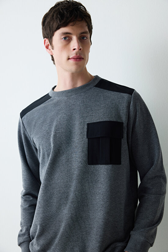 Man Timeless Anthracite Mélange Sweatshirt - 8