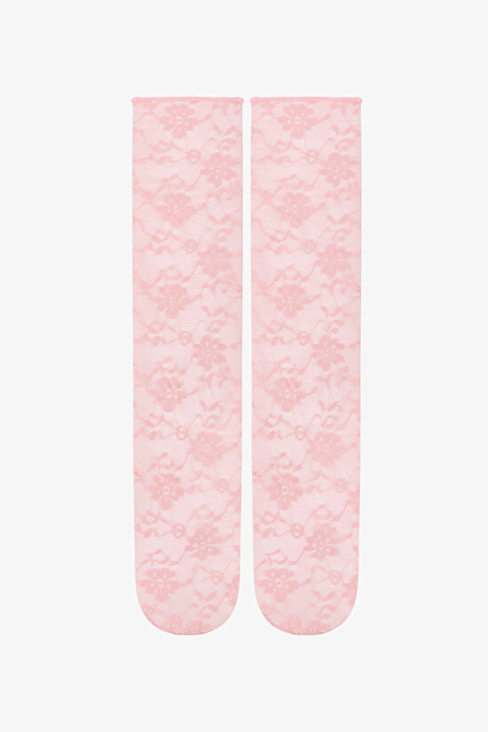 Çiçekli Dantel Soket Çorap - 1