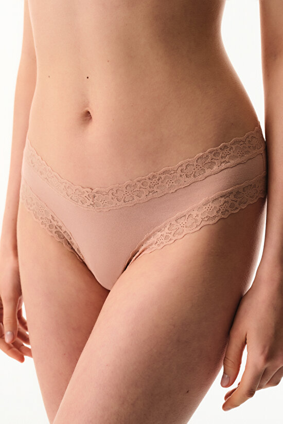 Bej Comfy Pamuklu Brazilian Külot - 1