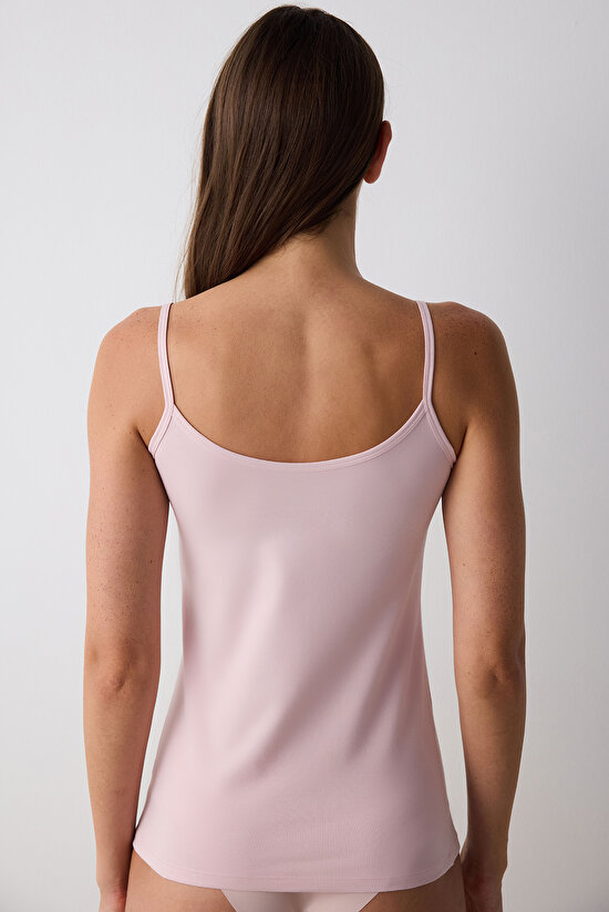 Reversible Side İnce Askılı Gül Kurusu Pembe Atlet - 7