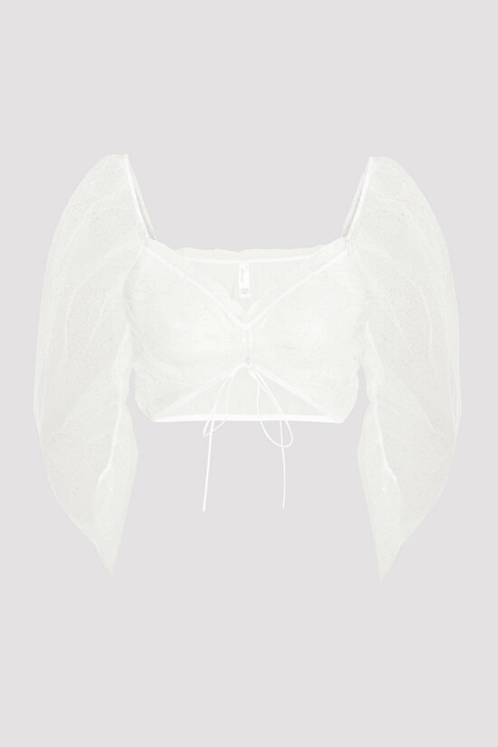 Beyaz Shinny Üst - 5