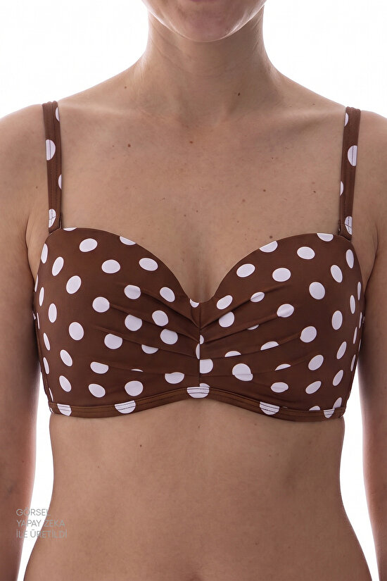 Multicolor Polka Dot Lotus Strapless Bikini Top - 7