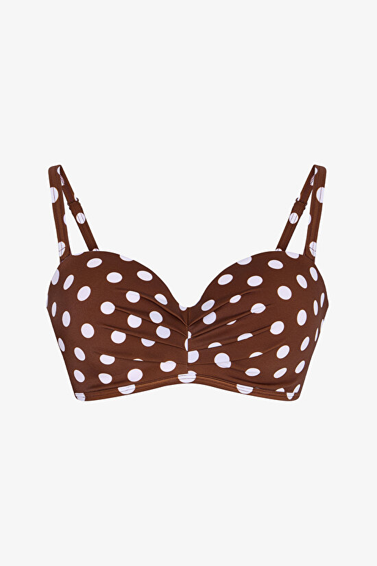 Multicolor Polka Dot Lotus Strapless Bikini Top - 9