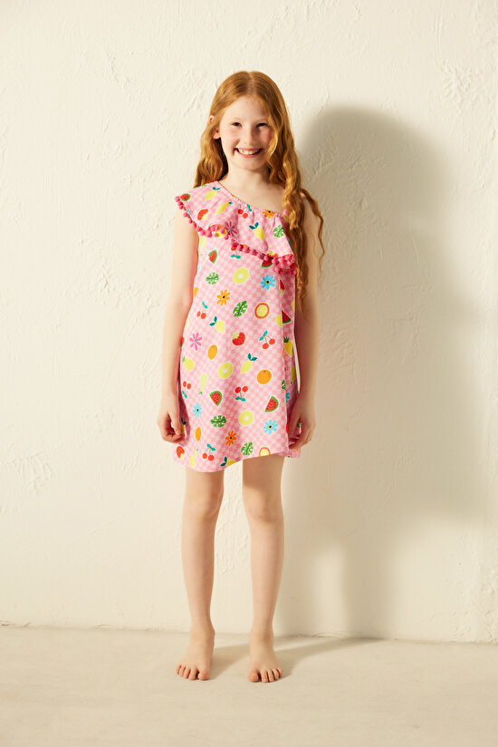 Kız Çocuk Meyve Desenli Elbise - 2