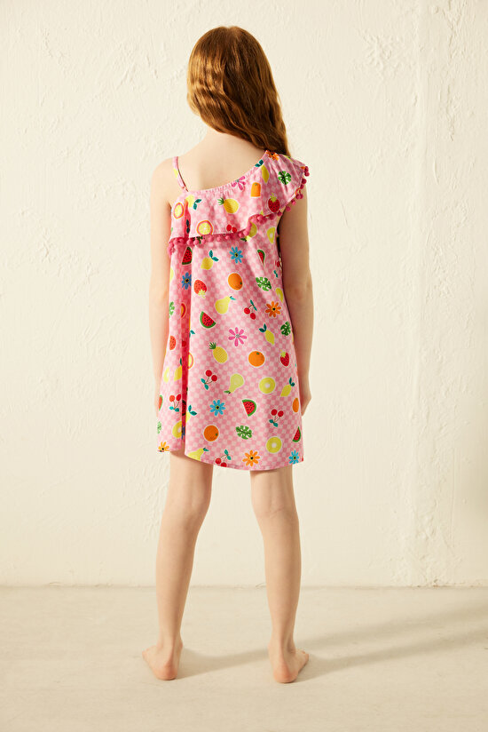 Kız Çocuk Meyve Desenli Elbise - 4