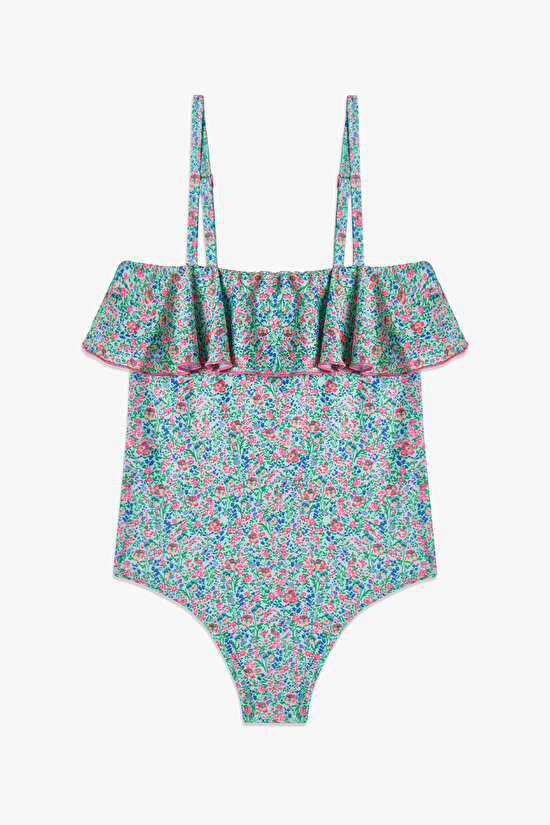 Renkli Kız Çocuk Ditsy Mayo - 1