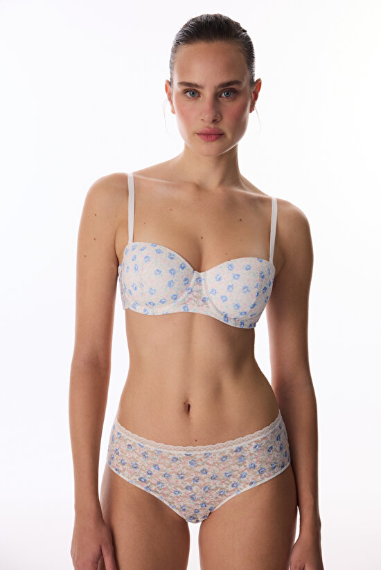 Kırık Beyaz Bloom Floral Lace Dantel Sütyen - 3