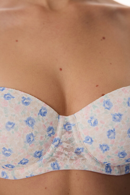 Kırık Beyaz Bloom Floral Lace Dantel Sütyen - 6