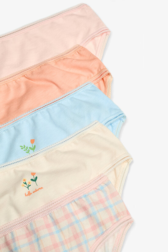 Girls Floral Patterned Autumun 5-Pack Panties Girls Floral Patterned Autumun 5-Pack Panties - 7