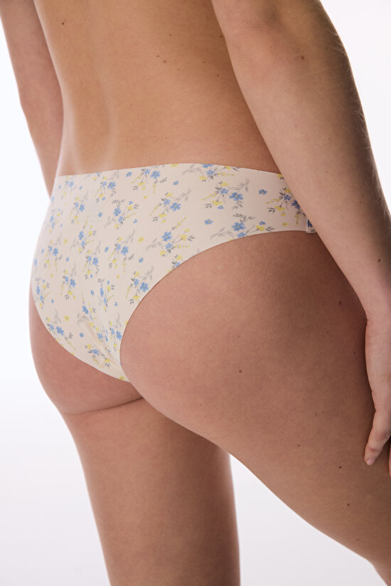 Beige Patterned Laser Cut Slip - 2