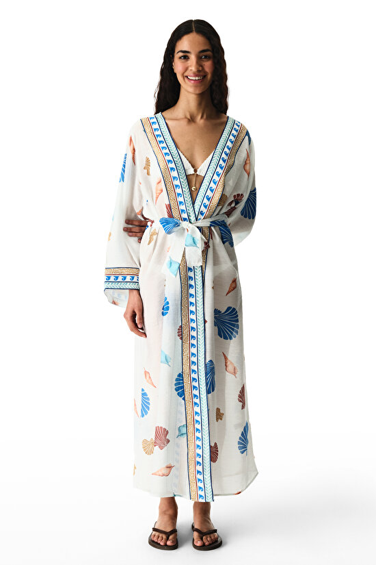 Renkli Santorini Kimono - 4